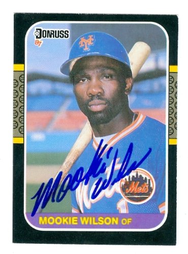 Mookie Wilson Autographed/Hand Signed baseball card (New York Mets) 1987 Donruss #487 (67)
