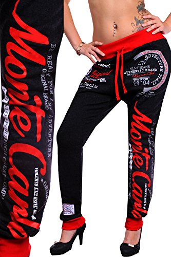 Damen lange Trainingshose | Monte Carlo (L-fällt groß aus, Navy- Rot)