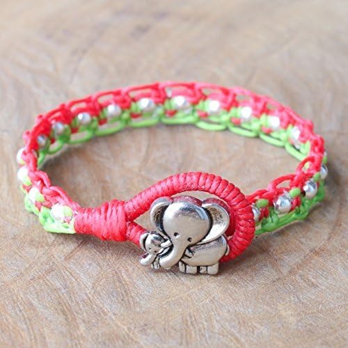 New Christmas Gift Idea For Family, Double Layers Elephant Handmade Bracelet, Christmas Theme Bracelet, Christmas Silver Beads Cuff Bracelet