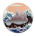 Waving Manatee Mermaid On Rocks And Waves Funny Pinback Button Pin Badge - 1