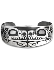 Sterling Silver House Of Wolf Northwest Coast Native American Bracelet. Made in USA.