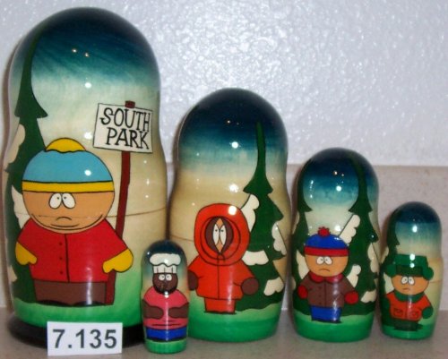 Russian Nesting Nested Stacking South Park Doll. 5 Pieces / 7 in Tall #7.135