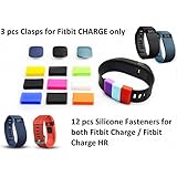 The DigiHero 12 pcs Silicone Fasteners for FITBIT Charge/FITBIT Charge HR Wristband AND 3pcs Clasps (Black,Blue,Slate) for Fitbit Charge Wristband ONLY (12 pcs+3 pcs)