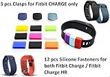 The DigiHero 12 pcs Silicone Fasteners for FITBIT Charge/FITBIT Charge HR Wristband AND 3pcs Clasps (Black,Blue,Slate) for Fitbit Charge Wristband ONLY (12 pcs+3 pcs)