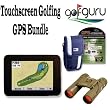 GPS Golf Guru 4 Touchscreen Golfing GPS Unit Plus Humvee 10X25 Compact Binocular Camo and Screen Protectors with case