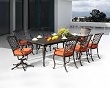 7pc Ateides Cast Aluminum Outdoor Patio Dining Table Set Furniture w Cusions