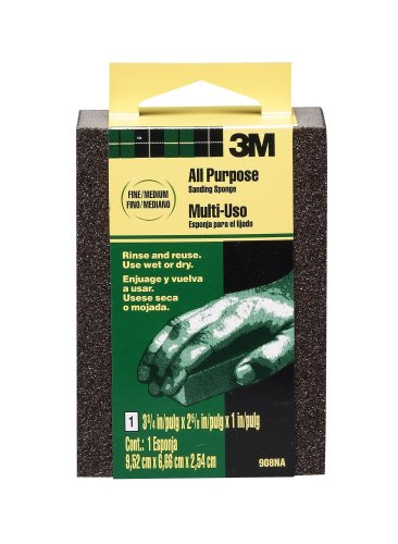 3M 908NA Small Area Sanding Sponge, 3.75 in x 2.625 in x 1 in, Fine/Medium