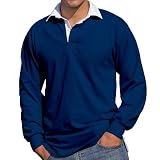 Front Row Long Sleeve Rugby Shirt, Navy, 3XL