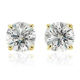 18k Yellow or White Gold 4-Prong Diamond Stud Earrings (F-G, VS2, 1.25 cttw)-Certificate of Authenticity