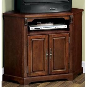 Dartmouth Medium Corner Tv Stand, 38W WOOD-DOOR, FRENCH WALNUT
