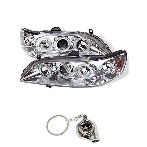 Honda Accord 1PC Projector Headlights LED Halo Amber Reflector Chrome