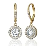 Mother's Day 14K Gold Over Sterling Silver Cubic Zirconia CZ Dangle Earrings