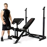 Marcy Eclipse BE3000 Weight Bench with Squat Rack - Arm Curl Pad & Leg Extension | 270kg Load