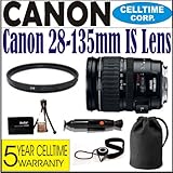 Canon EF 28-135mm f/3.5-5.6 IS USM Standard Zoom Lens (IMPORT) for Canon SLR Cameras Includes Deluxe Accessory Kit & 5 Year Celltime Lens Warranty