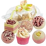 BRUBAKER 6 Handmade "Sweet Berries" Spa Bath Bombs Fizzies Gift Set - All Natural Vegan, Organic Shea Butter, Cocoa Butter and Olive Oil Moisturize Dry Skin