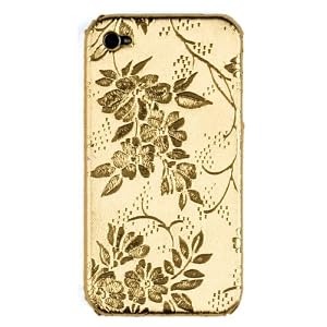 Gold Flowers Case for Apple iPhone 4, 4S (AT&T, Verizon, Sprint)