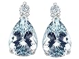 2.36 cttw Genuine 8x6mm Aquamarine and Diamond Earrings - 14kt Yellow Gold