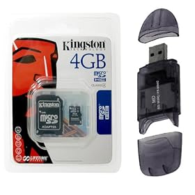51oUChsvThL. SL500 AA280  Combo of Kingston 4GB microSD MicroSDHC Class 4 Memory Card with SD Adapter and Malcom Distributors Multi Format Black USB Memory Card Reader Writer for SD microSD miniSD MMC RSMMC memory cards