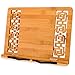 MEGREZ Bamboo Foldable Book Stand (13 x 9.4 inch) Reading Frame Rest Holder Cookbook Cook Stand/Tablet PC Textbook/Music Document Stand/Desk Bookrest with Retro Hollow, Smooth Surface No Pattern