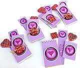 4 Gold-Tied Gift Sets of Love Heart Raised Image 3-D Bookmarks, Notepads, Magnets & Premium Milk Chocolates