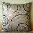 Silver Notions - Throw Pillow Covers - Silk Pillow Cover with Sequins