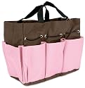 Allary Project Tote 9-1/2 Inch by 8-1/2 Inch by 5 Inch, Pink/Chocolate