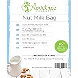 Love Tree Products Nut Milk Bag - Best Premium Quality Almond Milk Strainer Including Free Recipe E Book - Large Food Grade Reusable Super Strong Fine Nylon Mesh Bag - Smooth Milks & Juices Every Time With A No Risk 100% Money Back Guarantee.
