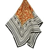 Aqua Silk Print Square Scarf