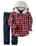 カーターズ Carter's シャツ ＆ ジョガー パンツ 2点セット & ベビー・デポ モスリン ウォッシュクロス 2-Piece Hooded Button-Front & Jogger Set 