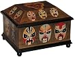 Chinese Opera Masks palace shaped box - wood Chinese Opera Masks palace shaped box - wood