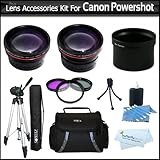 Vivitar 2x Telephoto and .43x Wide Angle Lens Kit for Canon PowerShot G10,  ....