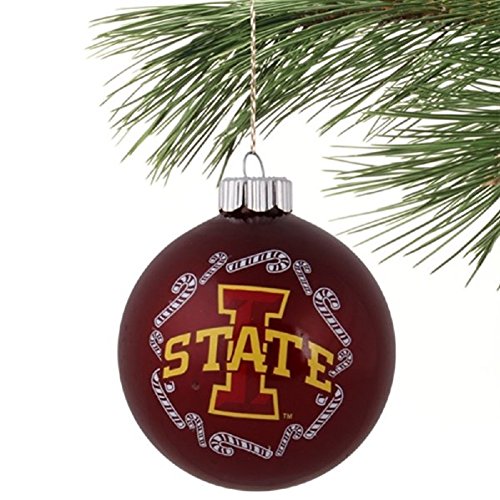 Iowa State Cyclones NCAA 2 5/8” Painted Round Candy Cane Christmas Tree Ornament