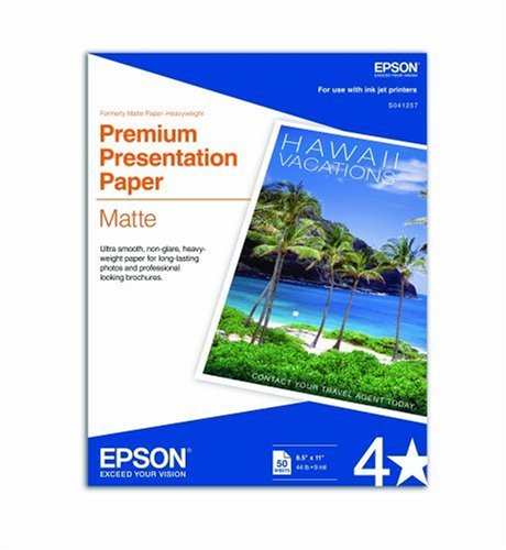 Epson Heavyweight 8 1/2 x 11 Inch Matte Paper, 50 Sheets (S041257)