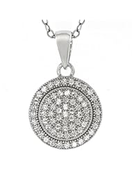 Stunning Round Shape .925 Sterling Silver CZ Pendant With 18" Chain (12mm)