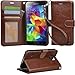 Arae Slim Flip Folio PU Leather Wallet Case for Galaxy S5 i9600, Brown