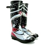 SPY LOVE BUY NEW LADIES FLOWER WELLIES WELLINGTONS FLAT RAIN BOOTS