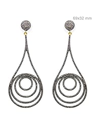 Couturechics 14k Gold and 925 Sterling Silver 4.06 Ct Natural Diamond Pave Designer Dangle Earrings Handmade Fashion Jewelry