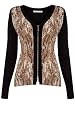 Neutral Feather Print Knit Cardigan