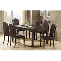 7pcs Dining Table and Chairs Set with Solid Wood Top - Espresso Finish