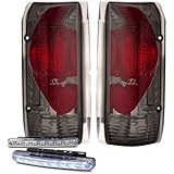 1989-1996 FORD F-150/ F-250 REAR BRAKE TAIL LIGHTS SMOKED LEN+LED BUMPER RUNNING