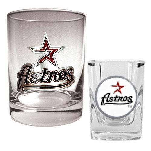 MLB Houston Astros Rocks Glass & Square Shot Glass Set - Primary Logo