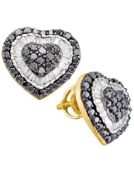 Real Diamond Earrings 1.50CTW DIAMOND HEART EARRINGS Yellow-gold 14K