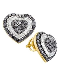 14KT Yellow Gold 1.50 CTW Diamond HEART Earrings