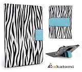 Pandigital - Universal 7 inch Tablet Case Book Folio Cover - Zebra Print & Blue. Bonus Ekatomi Screen Cleaner Sticker