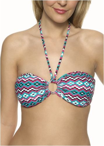 Shoshanna Pixelated Stripe bandeau bikini top