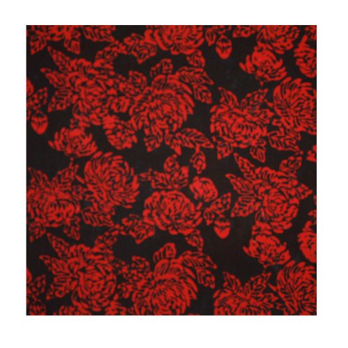 Red Roses on Black Batik Handkerchief