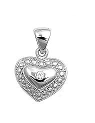 Sterling Silver Heart Clear CZ Love Pendant Gift Cute Charm Pure 925 New 13mm with 1mm Box Chain