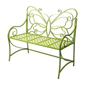 Outdoor Garden Bench with Butterfly Back in Citron Finish