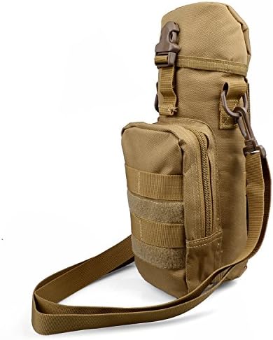 Mopacelle Molle Tactical EDC Water Bottle Pouch Military Tactical Utility Pouch with Shoulder Strap (Tan)