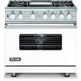 Viking Vdsc536-4glp 36-inch Pro Series Dual Fuel Propane Gas Range With 4 Burners And Griddle - White